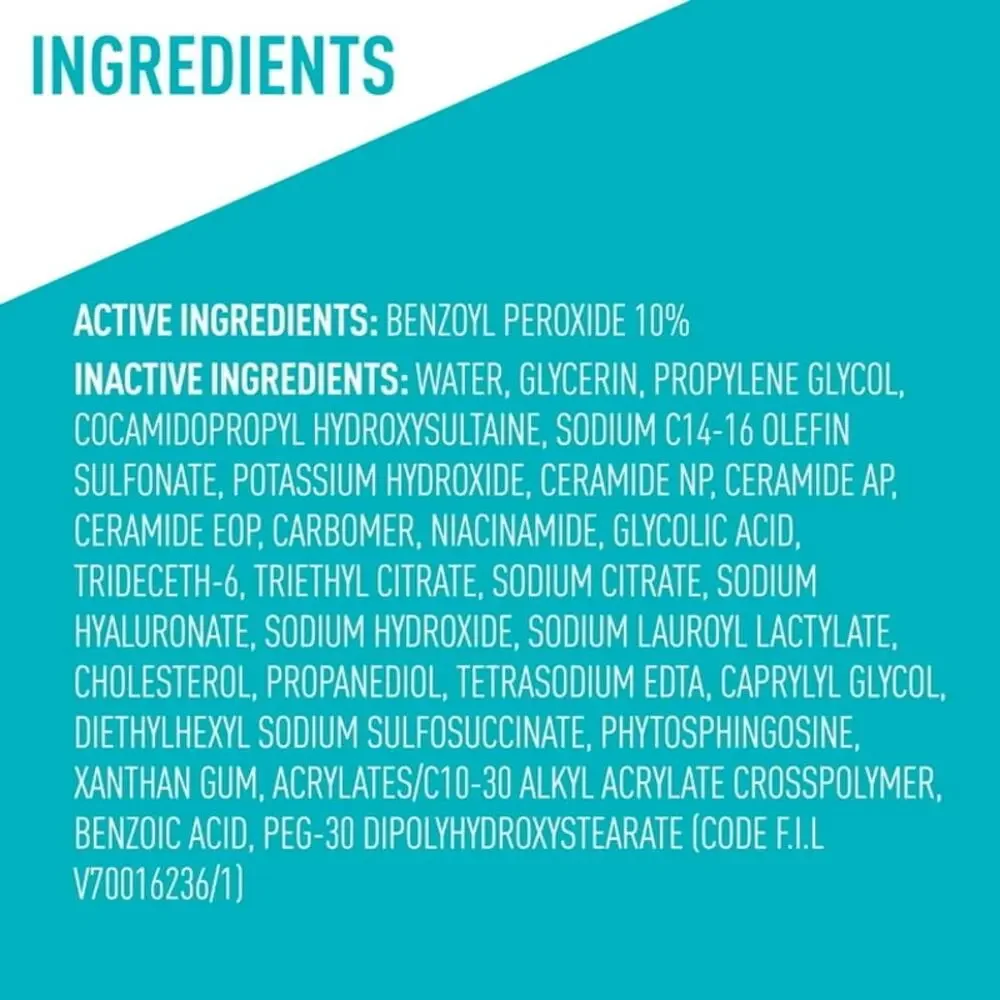 NEW Cerave Acne Foaming Cream Wash 10 Benzoyl Peroxide Max Strength Face Cleaner